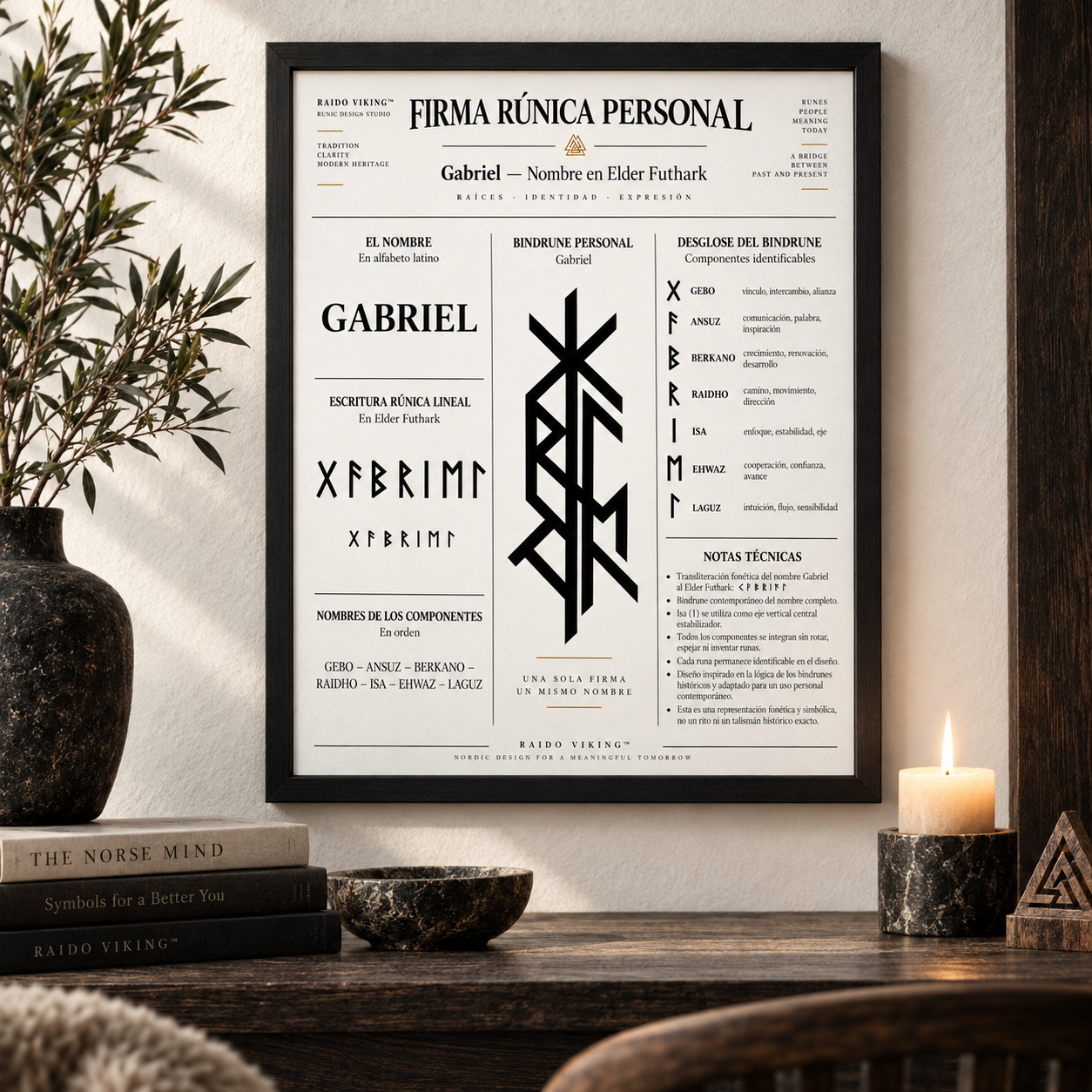 Firma Rúnica Personal · Poster Enmarcado — Raido Viking™
